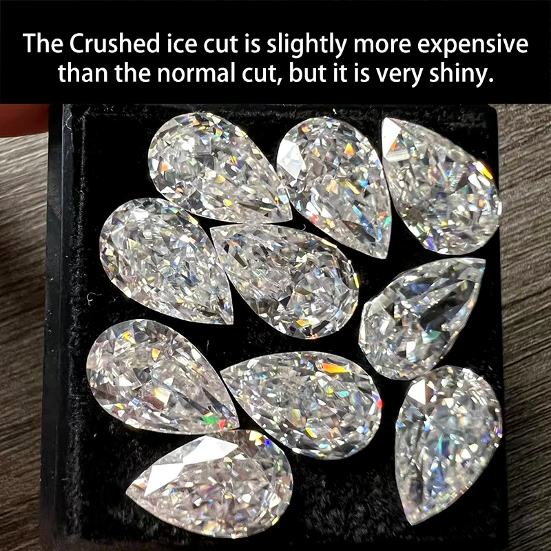(Volle Größe) Lose Moissanit-Steine Crushed Ice Pear Cut D Farbe VVS1 GRA-Zertifikat für DIY-Schmuckherstellung Charms-Perlen – Detail 3