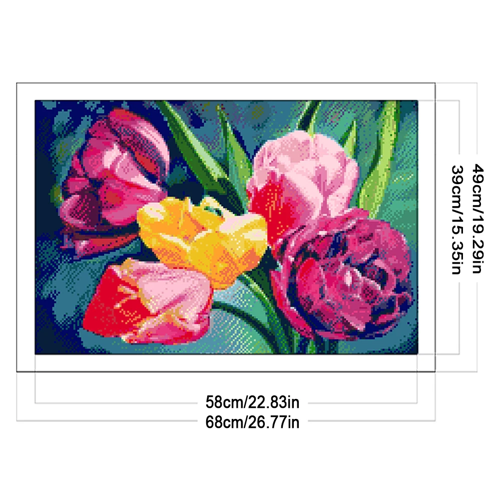 Full Embroidery Beads Printed 9CT Flower Cross Stitch Kit Home Art Decor