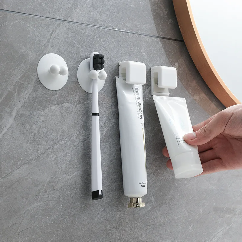 Punch-free Toothbrush Holder Wall-mounted Toothpaste Holder Storage Rack Holders 1/2/3pcs Bath Organizer Bathroom Accessories