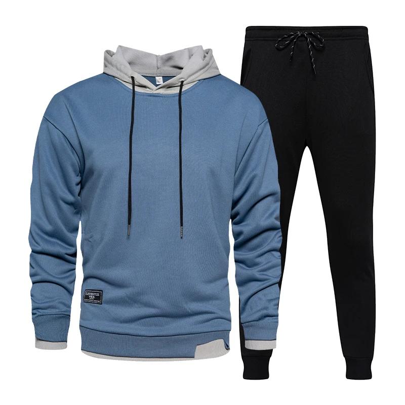 

Men Solid Color Soft Sweatshirt Set 2022 Spring Patchwork Tracksuit Couple Sweatpants Unisex Hoodie Sets Male Track Suit 2 Piece