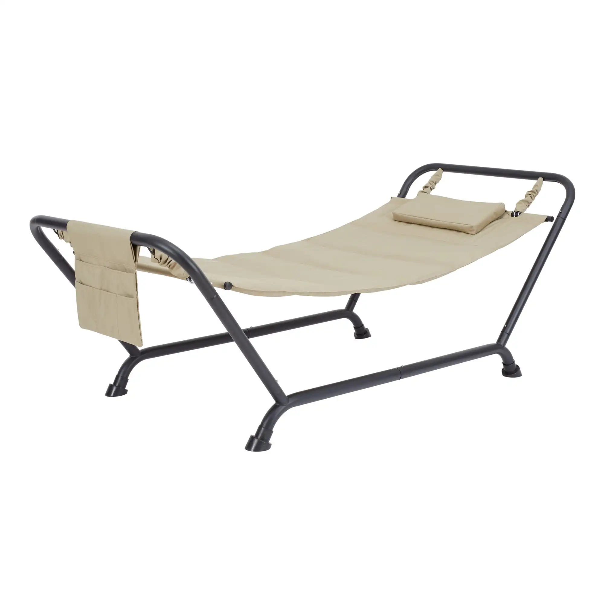 

Polyester Hammock with Stand and Pillow, Brown 90.55" L x 38" W x 32" H