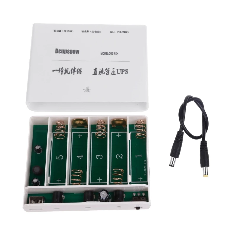 DIY 5x18650 Battery Power Box 19V 5.5x2.1mm UPS Power Supply Box with 5.5x2.5mm to 5.5x2.1mm Cable for Car DVR