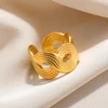 Bagues en acier inoxydable 316L pour femmes, couleur or, anneau ouvert géométrique multicouche, Vintage, étanche, bijoux esthétiques de mariage, cadeau