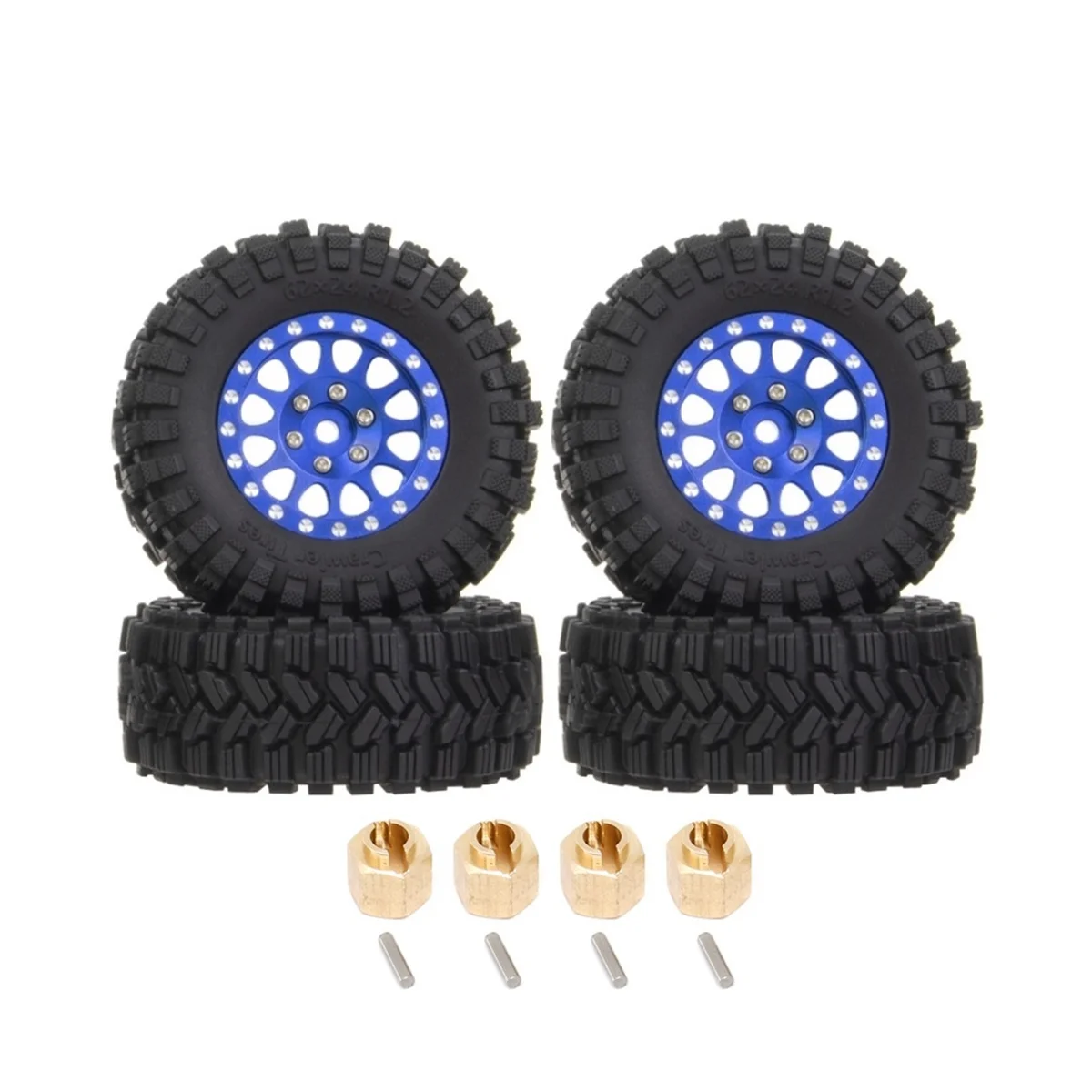 

4 шт. 62x24 мм, 1,2 дюйма, металлический замок, обод колеса, набор шин для радиоуправляемого гусеничного автомобиля 1/18 1/24, Axial SCX24, AX24, TRX4M, FCX24,2
