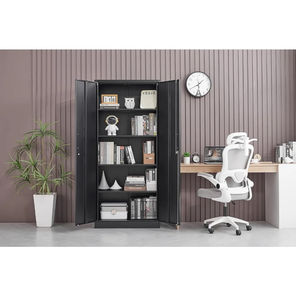 metal storage cabinet with adjustable shelves, garage cabinet with 2 lockable doors, garage storage cabinet, kitchen pantry cabi