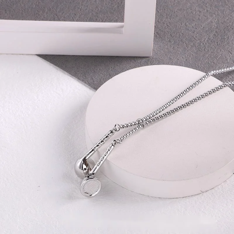 Collana alla moda Hip Street Hip-hop Star con cuffie in acciaio inossidabile Ins Style Personality Collar Pendant Accessories_voghion.com