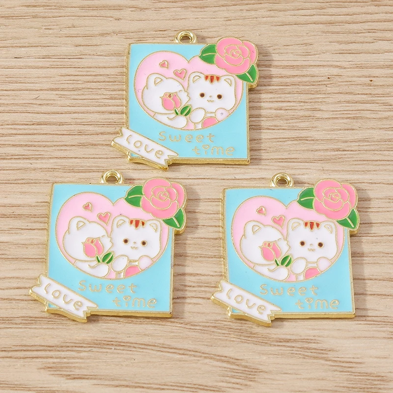 10 stücke mischen Cartoon Tier Charms Emaille Kaninchen Bär Charms Anhänger für Schmuck machen Ohrringe Halskette Armbänder DIY Handwerk Geschenk – Detail 13