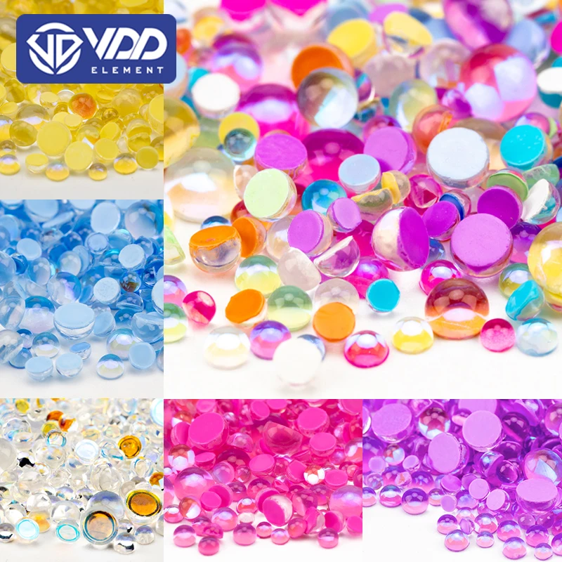 

VDD 300Pcs/1200Pcs Mixed Size Nail Art Mermaid Round Glass Crystal Flatback Rhinestones DIY 3D Candy Colors Glitter Stones