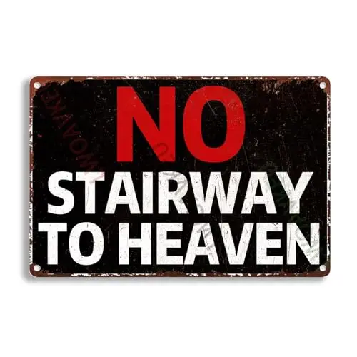 알루미늄 천국 계단 없음, 홈 룸 차고 벽 장식, 레트로 빈티지 주석 사인 금속 포스터, 벽 아트 데코 