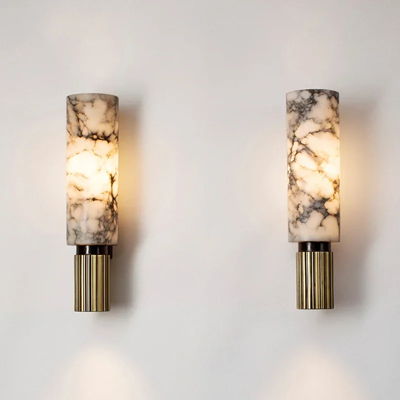 

Deyidn Chinese Marble Wall Lamp Copper Sconce Light Luxury Indoor LED Decor light For Aisle Corridor Stair Bedroom Living Room