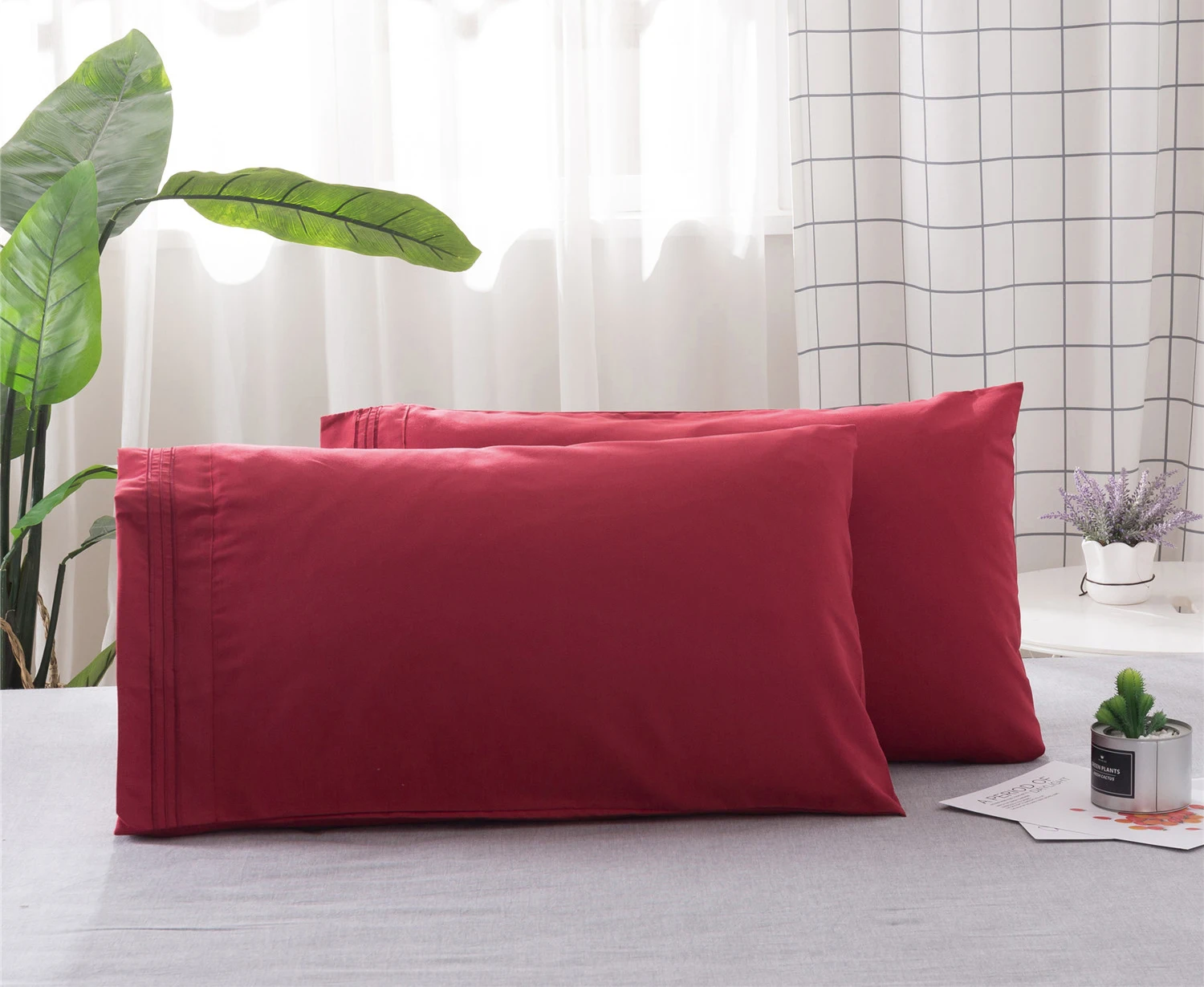 Battilo Solides Kissenbezug-Set, 2-teilig, weicher und atmungsaktiver Umschlag-Kissenbezug für Schlafbett, Queen-/King-Size-Schlafzimmer-Dekoration – Detail 28