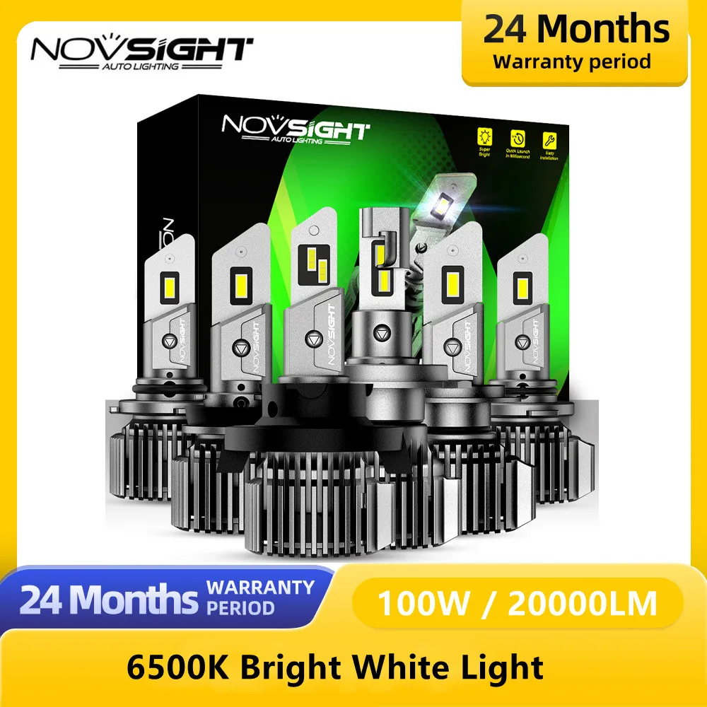 Novsight-LEDカーヘッドライトn52 h7,9005 9006 hb3 hb4,6500k,20000lm,100W,12V,自動車用 ヘッドライト AliExpress