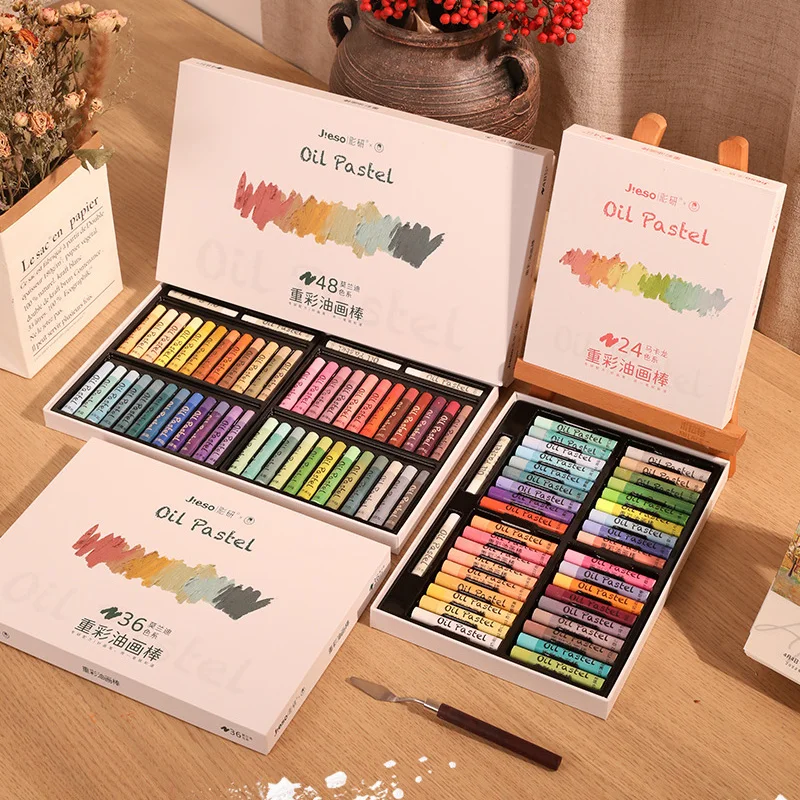 Heavy Color Oil Painting Stick Small White Box 72 Color Super Soft Set Student DIY Soft Crayon with Drawing Paper Scraper Tool