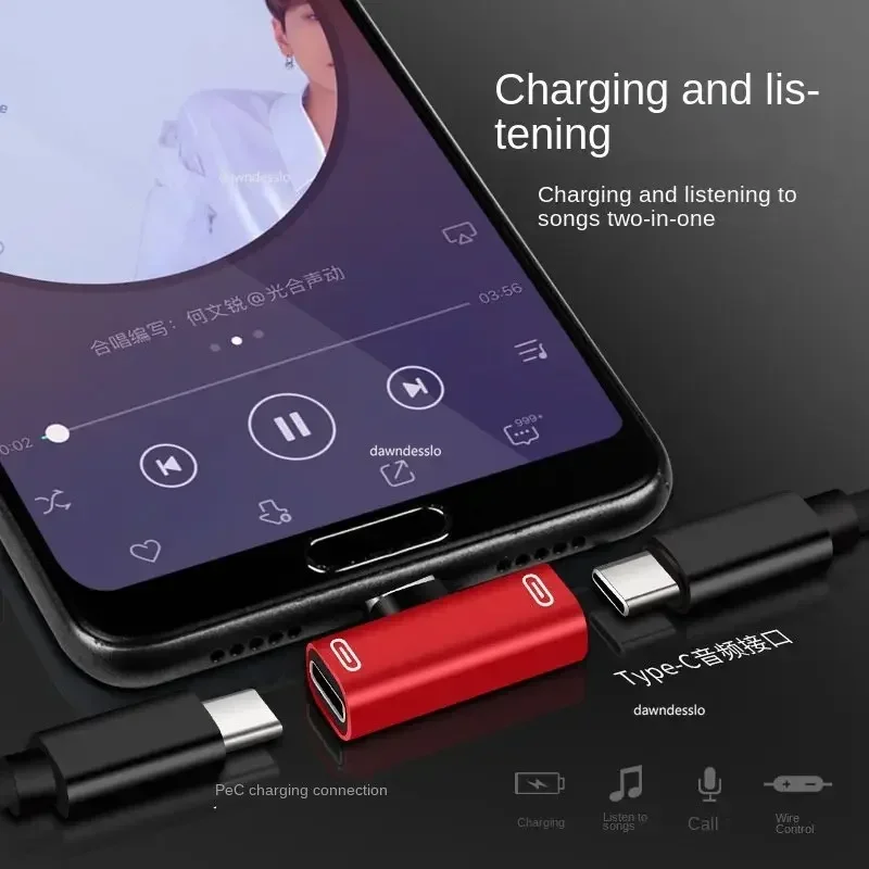 2 In 1 USB C Splitter Type C Male To Dual Type Female Headphone Charger Adapter usb to type c adapter,type c adapter