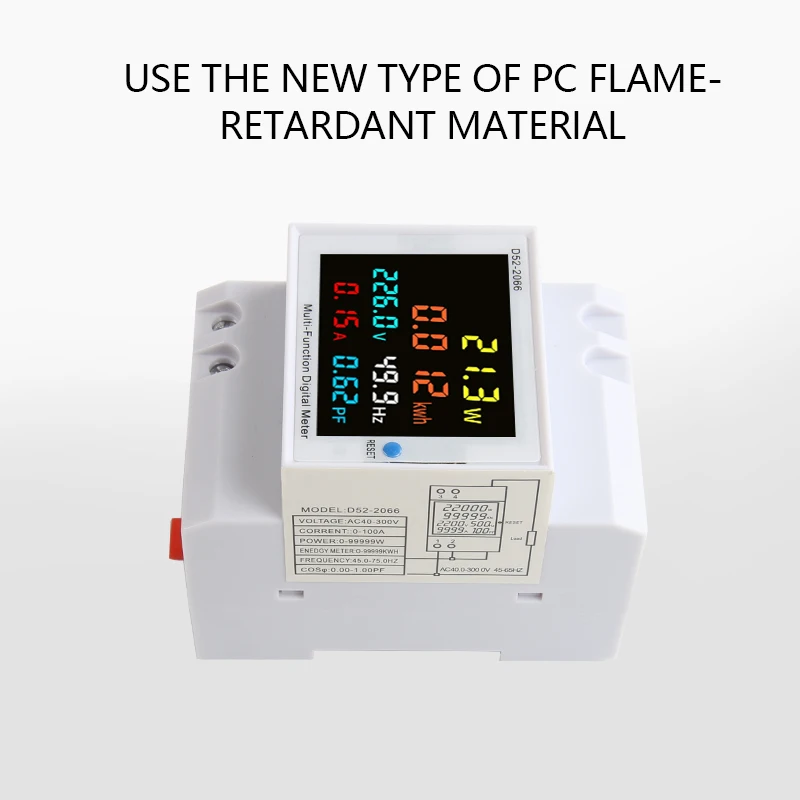 6IN1 Din Rail AC Monitor 110V 220V 380V 100A Voltage Current Power Factor Active KWH Electric Energy Frequency Meter