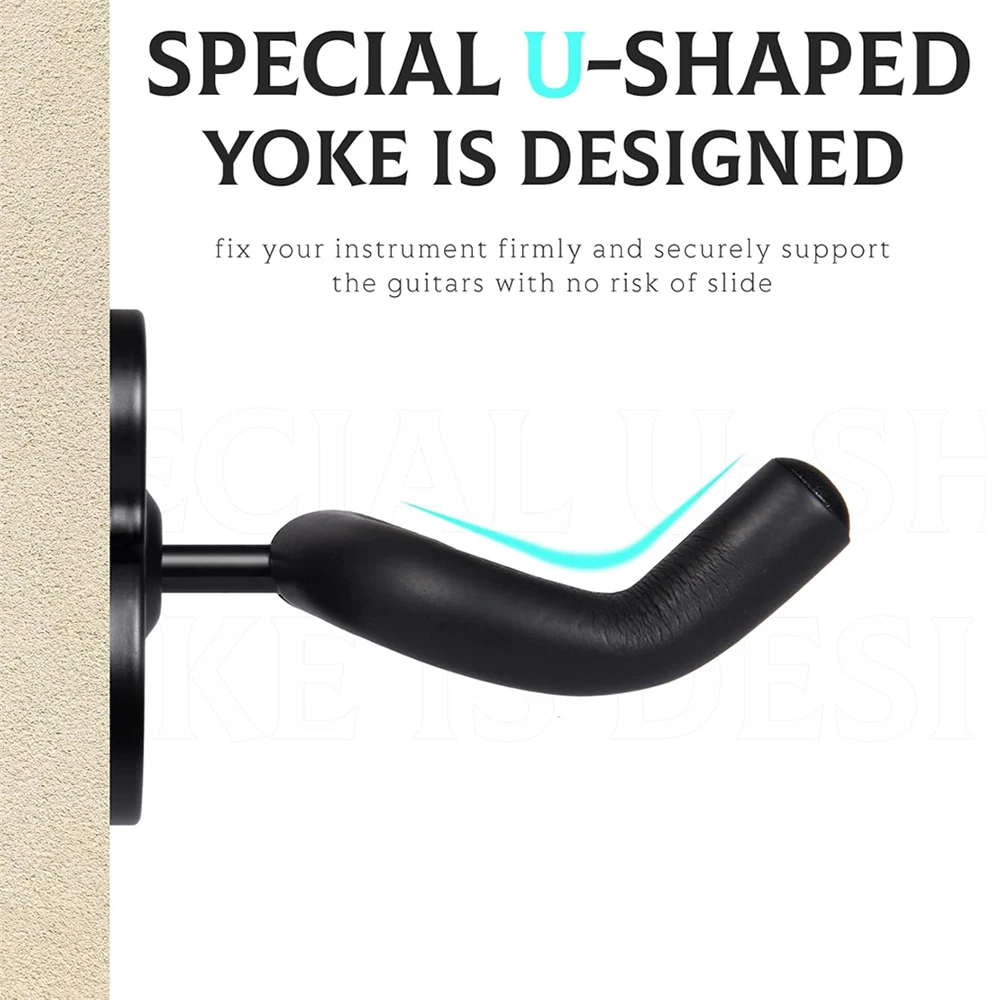 Guitar Wall Mount 1 Pc Metal U-Shaped Guitar Wall Mount Stand Hanger Holder Hook for Acoustic Electric Guitar Banjo Bass Gift for Player
