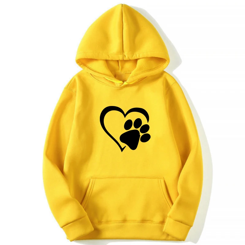 

Heart Cat Paw Printed Classic Women Hoodies Loose Fashion Casual Couples Hooded Pullover Sport Tops Female Sweatshirts S-4XL