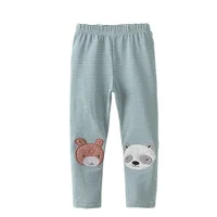 3-8T Autumn Spring Girls Leggings Pants Panda Applique Clothing Full Length Striped Fashion Girls  Baby Skinny Pencil Pants