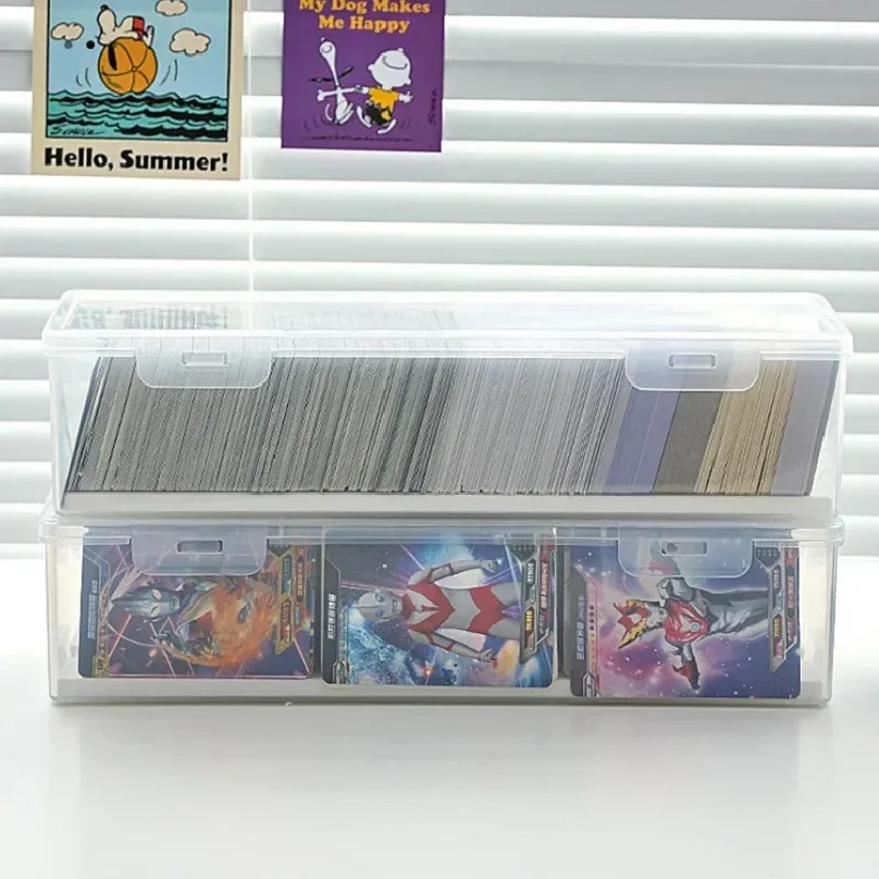 투명 플라스틱 칸막이 정리함, 550개 이상의 게임 카드 수납 가능, PTCG/MTG 카드용 조절 가능한 칸막이가 있는 보관함
