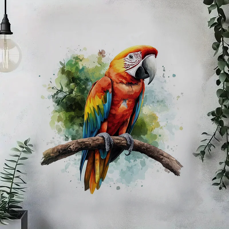 90601#Colored parrot Toilet Stickers Decoration for Living Room, Wall, Bedroom, and Home Decor Car Decals Self-Adhesive