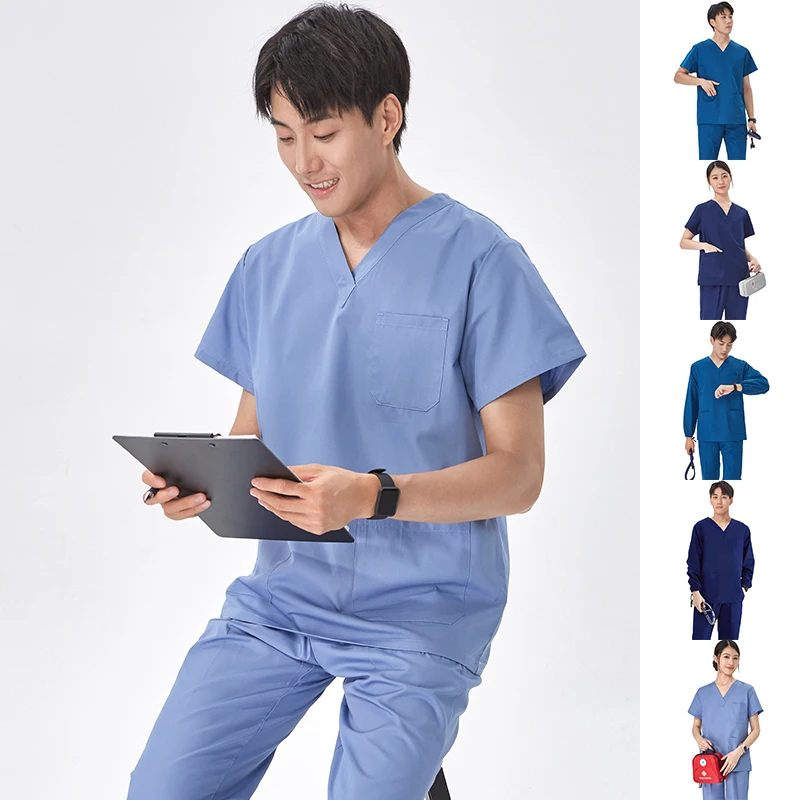 

Petite Medical Scrub Set Surgical Uniform Nurse Workwear Women Men Essential Lightweight Slim Classic Nursing Scrubs Suit 101