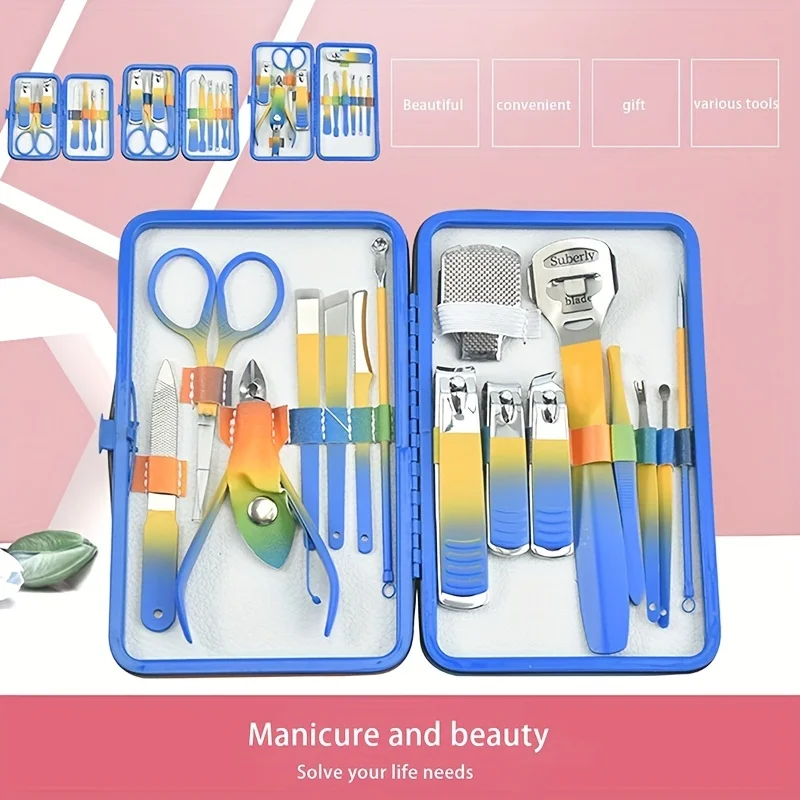 7-16 Pcs Manicure Set Pedicure Sets Gradient Colors Nail Clippers High-quality Steel Professional Nail