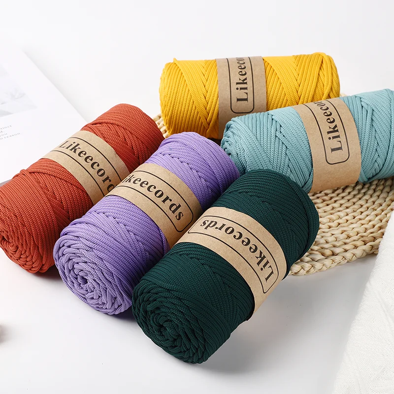 Macrame Cord 4mm Polyester Braided 130m Elastic Yarn Crocheting Crafts Plant Hangers Bag Decor