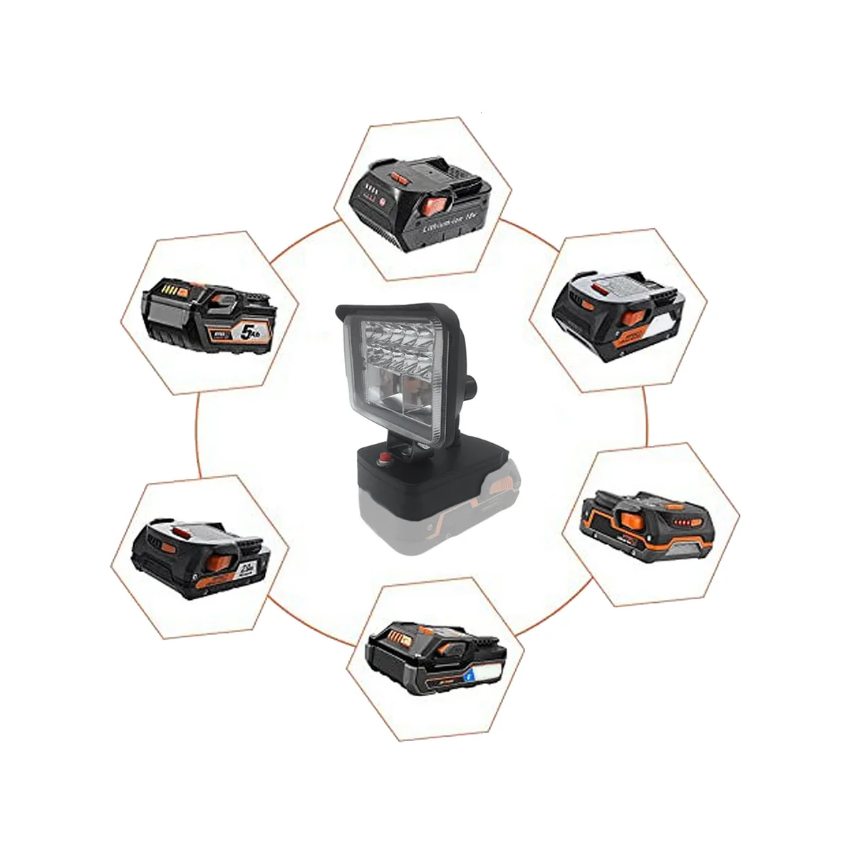 고성능 LED 조명 작업등 어댑터용 도구 변환기, RIDGID AEG 18V 리튬 배터리 변환