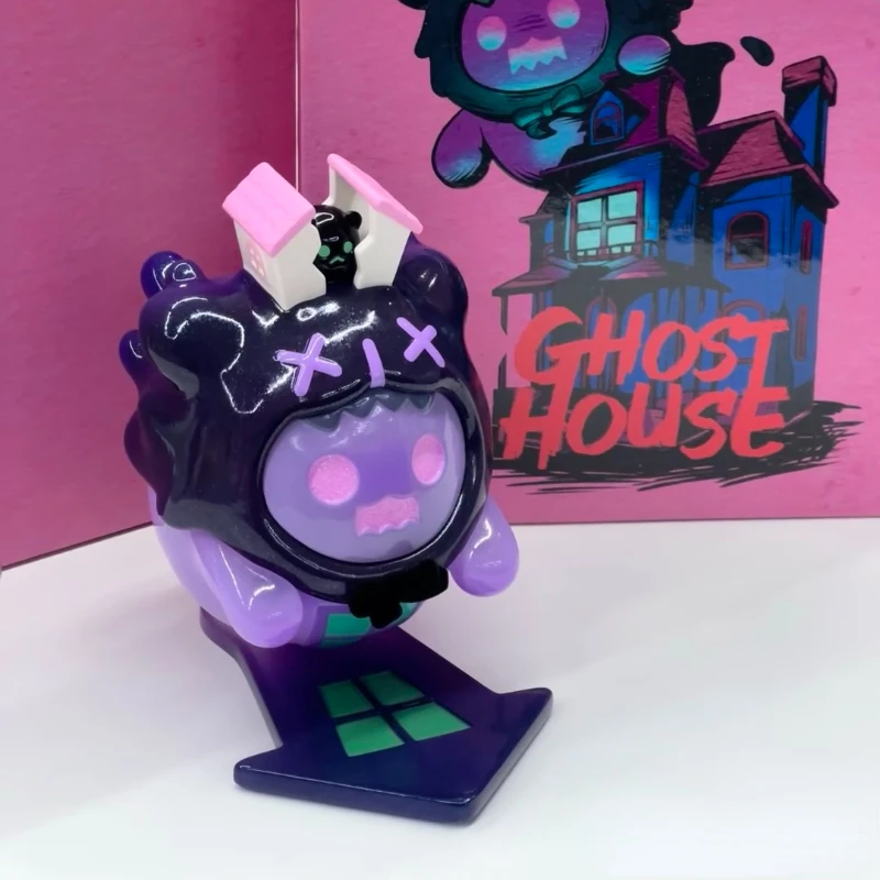 

Original ShinWoo Ghost House Purple Figure Ghost Bear House on Head Monster Halloween Party Designer Toy Art Doll Decoration