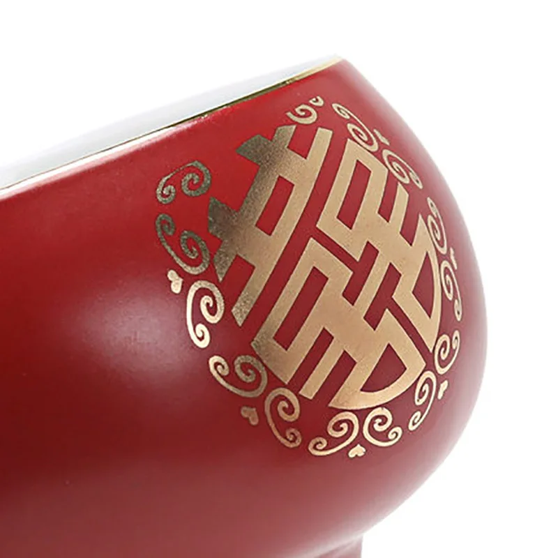 Chinese Red Wedding Ceramic Teacup Tea bowl Double Happiness Porcelain Coffee mugs Wine Cups Drinkware Supplies