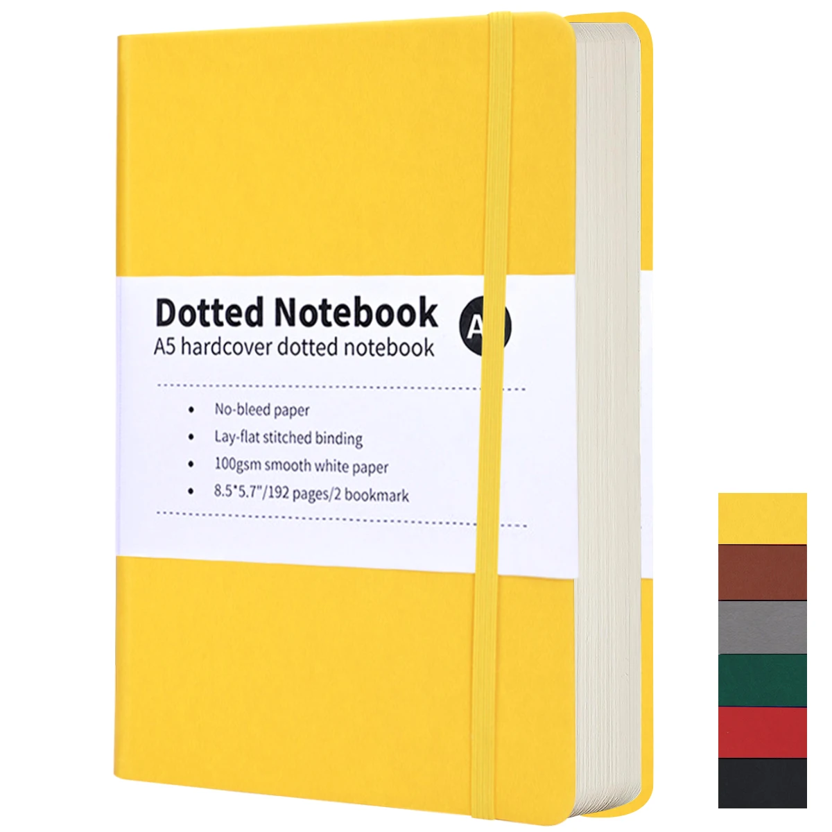 A5-Notizbuch, 192 Seiten, klassisches Tagebuch, gepunktetes Papier, fester Einband, Business, kreatives Gummiband, Notizblock, Tagebuch, Studenten-Briefpapier – Detail 5