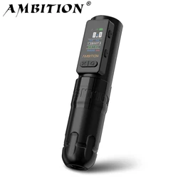 Ambition Soldier Max Wireless Tattoo Machine Pen Coreless Motor Double Bearing Straight Rod 2400mAh Color Screen Billing Battery
