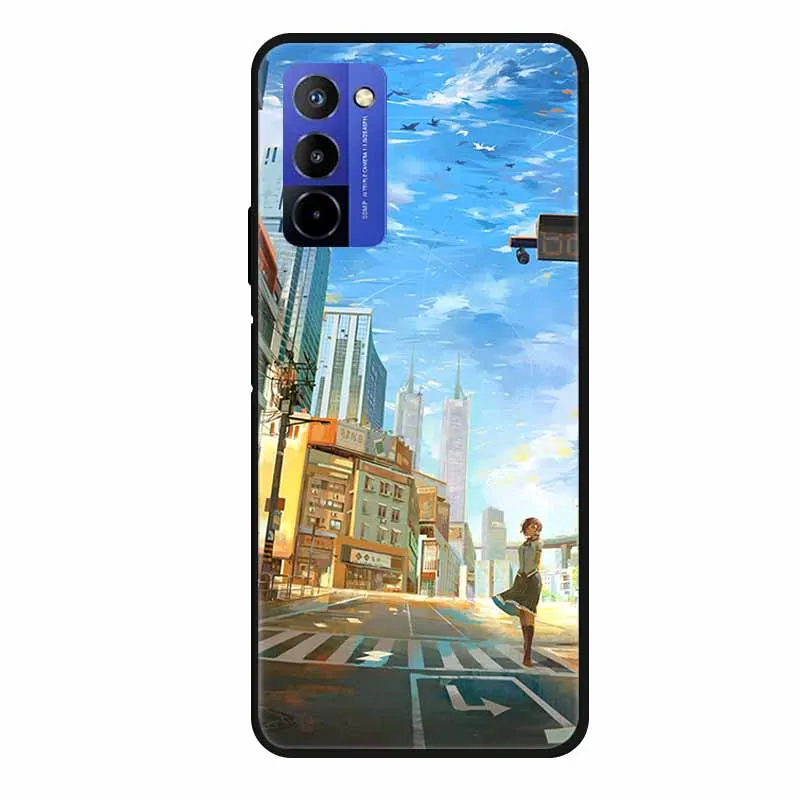 Flower Pattern TPU Soft Silicone Phone Case - Butterfly & Planet Design