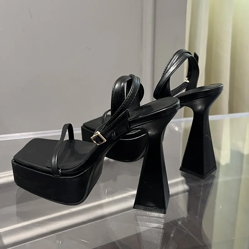 Platform Shoes For Women Sandals Square Open Toe Summer Dress Shoes Thick High Heels Party Wedding Sandals Slides Mules Shoes 39