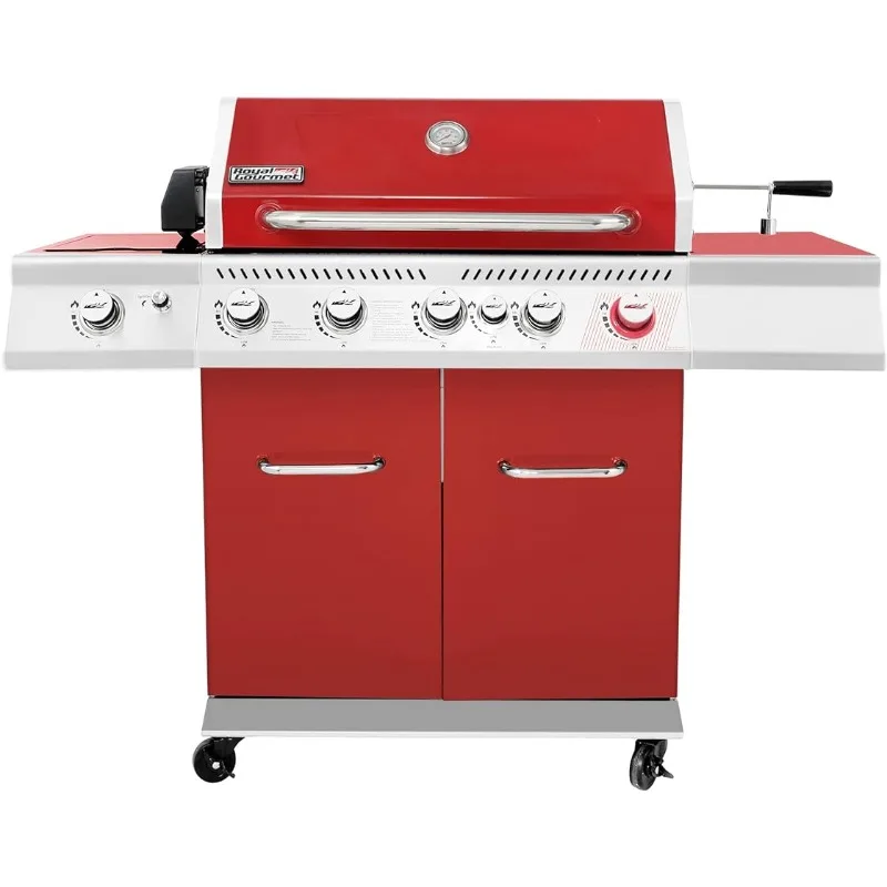 

GA5403R 5-Burner Gas BBQ Grill with Rotisserie Kit, Sear Burner, Rear Burner and Side Burner 74,000 BTU Outdoor Co