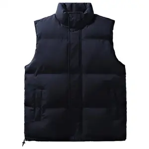 Down Cottong Vest Coat Stylish Men's Winter Padded Vest Jacket Stand Collar Zipper Placket Side Pockets Streetwear for Autumn