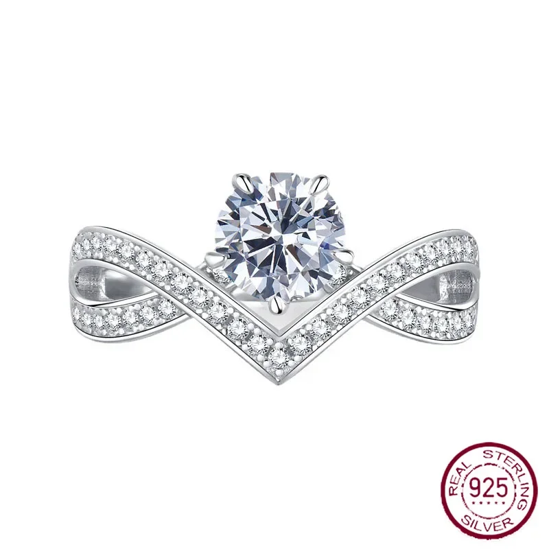 2023 Nuovo Anello In Argento S925 Classico Con Diamante Bianco Da Un Carato Per Matrimonio Con Diamanti Europei E Americani Da Donna