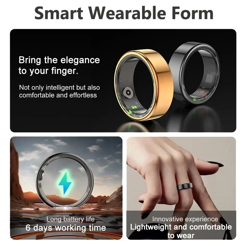 Smart Ring for Xiaomi Men Women Military Grade Titanium Steel Shell Health Monitoring IP68 & 3ATM Waterproof Multi-sport Modes 2