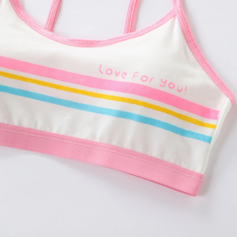 Cute Teenager Girls Cotton Bra Children Underwears Young Girls Wireless Solid Color Bras Kids Sports Training Bra Vest Tops