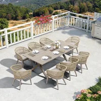 11-Piece All-Weather Outdoor Garden Furniture Set – PE Rattan, Aluminum Frame, Rectangular Table and Chairs - Image 6