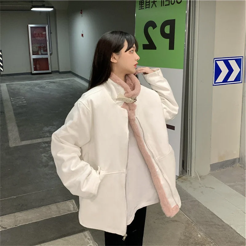 Lamb Wool Jacket For Women In Autumn And Winter Tthickened 2023 New Korean Version Student Double Pocket Jacket Loose Work Jacke