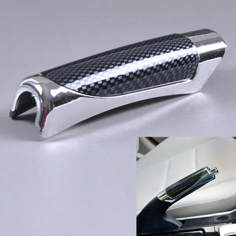 Black Carbon Fiber Handbrake Cover SUV Car Hand Brake Protector Decor Cover Auto Accessories