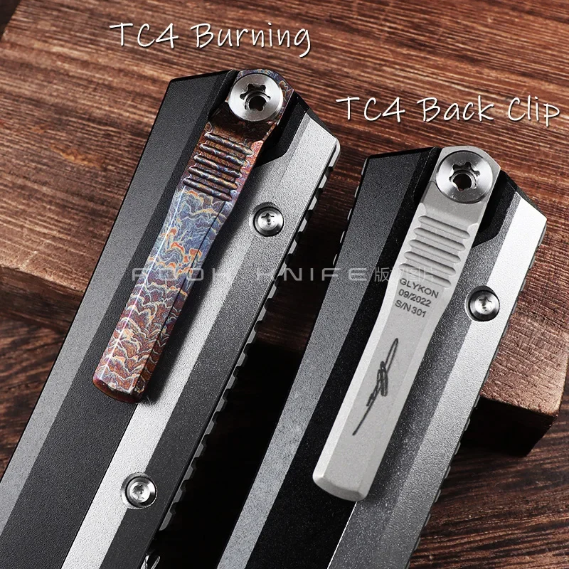 FOOHKNIFE VERSION GK SERIES MICRO Tactical TECH Gear Mirror & Stonewash Surface D2 Steel CNC 6061 Aluminum Titanium Clip 4