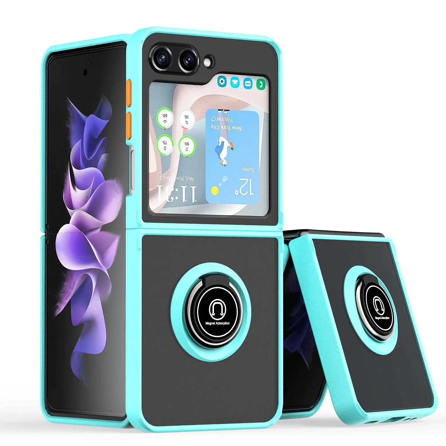 Shockproof Matte Phone Case With Ring Stand For Samsung Galaxy Z Flip_voghion.com