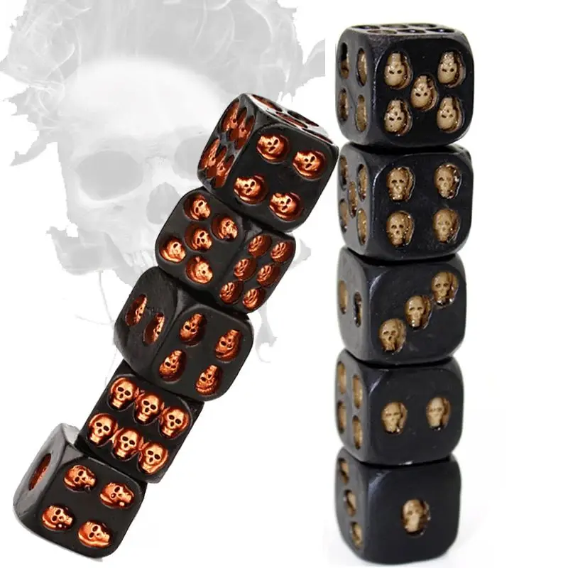 New 5pcs/Set 18mm Resin Skull Dice Statue Halloween Board Game Dice Office Desk Decor Toy Halloween Party Decoration