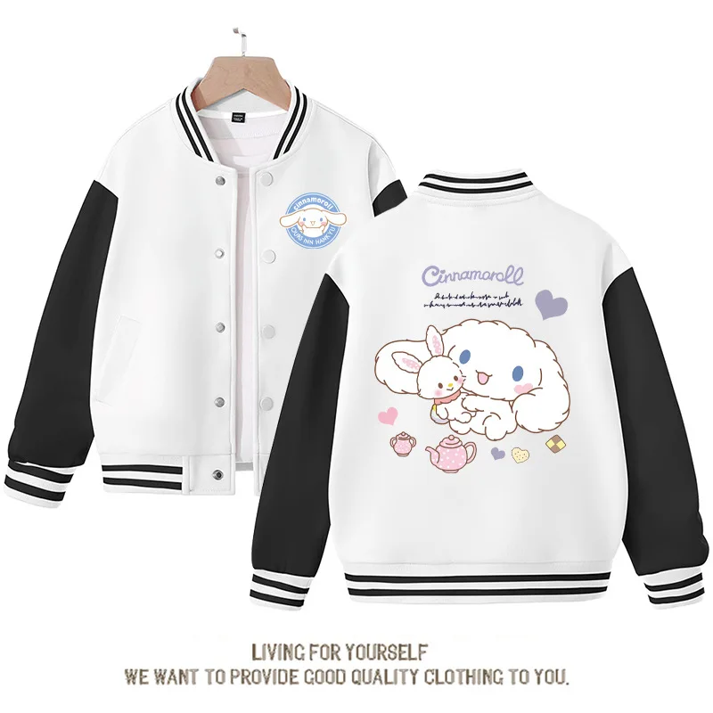 

Sanrios Cinnamoroll kawaii Cartoon Kids Bomber Jacket Anime Baseball Uniform Boys Girl Sport Sweater Coat spring autumn 3-14Y