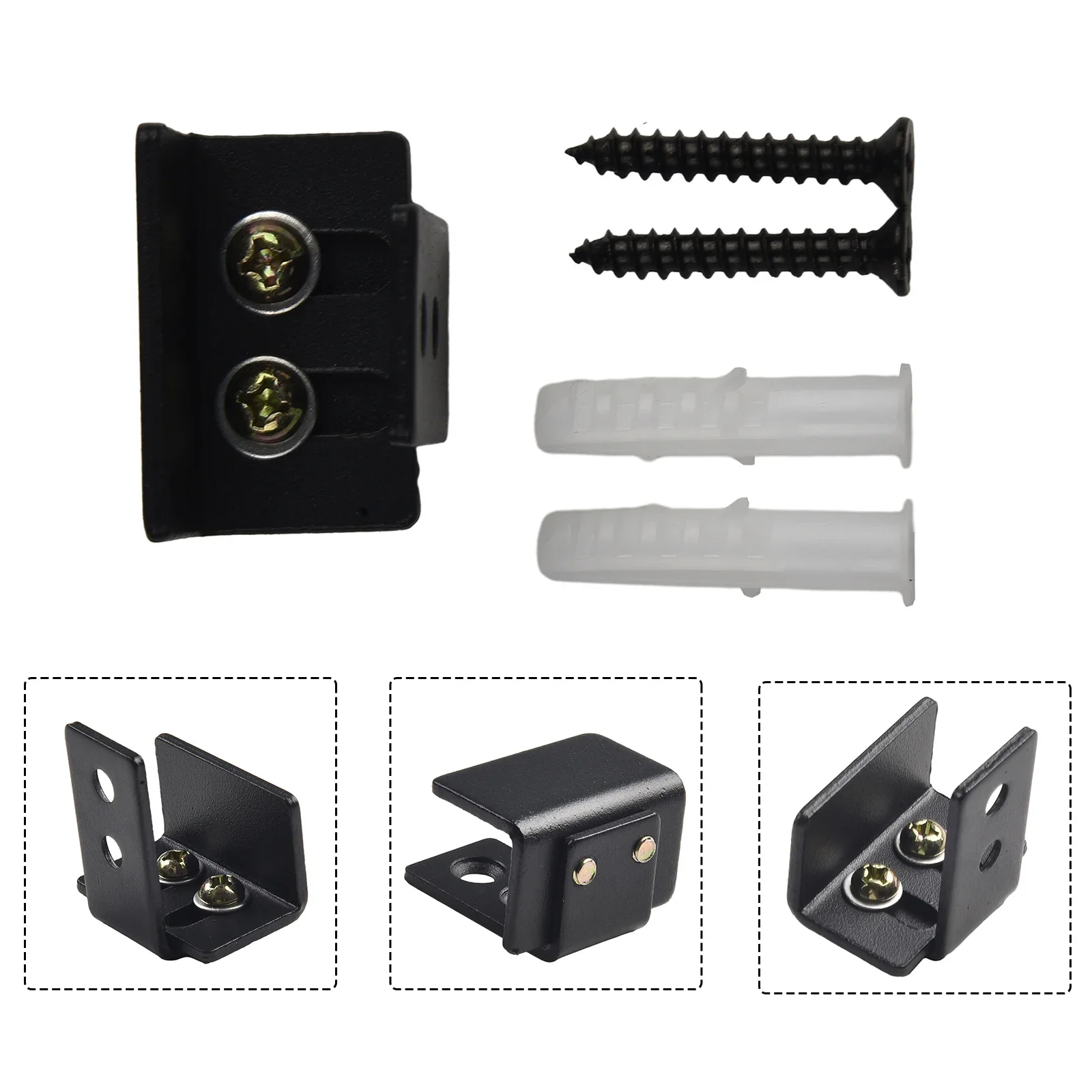 Adjustable Barn Door Guides Floor Guide for Sliding Barn Door Black Wall Guide With Screws Black Stainless Steel