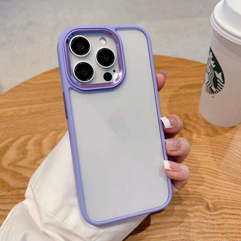 thumbnail image 1 of Luxury Camera Ring Cover For iPhone 15 14 13 12 11 Pro Max Fashion Silicone Bumper Clear Acrylic Shockproof Case, 1 of 5