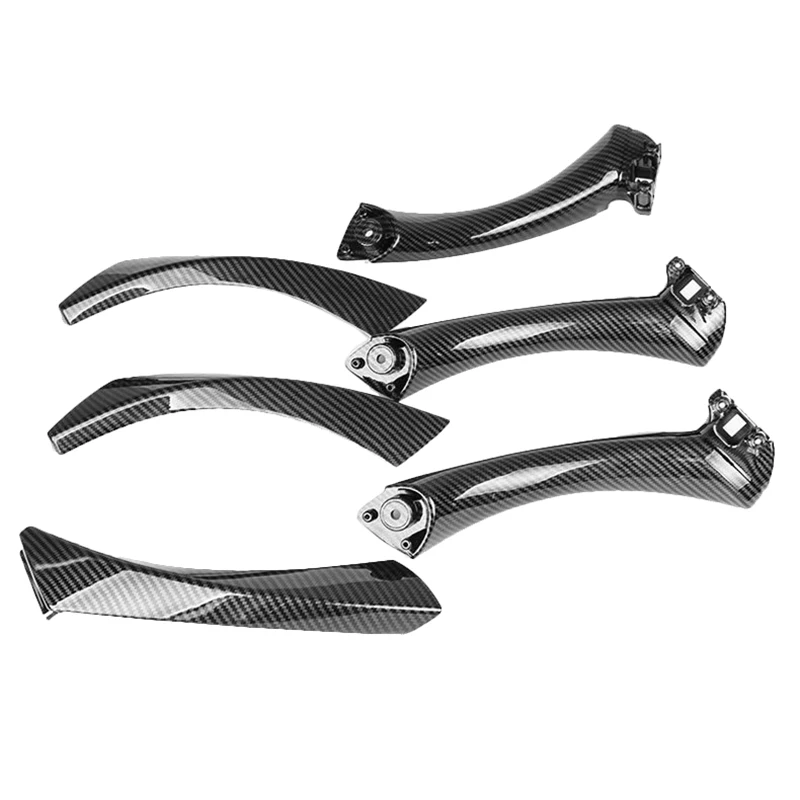 

6Pcs Carbon Fiber Car Inner Door Handle Trim Pull Grab Panel Handle Replacement For-BMW E90 E91 3 Series 2004-2012