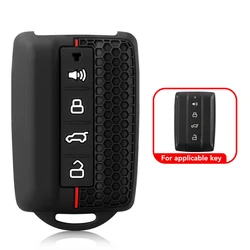 Silicone Key Case Cover with Protective Keychain Buckle - Interior Car Accessory Set (Black)
